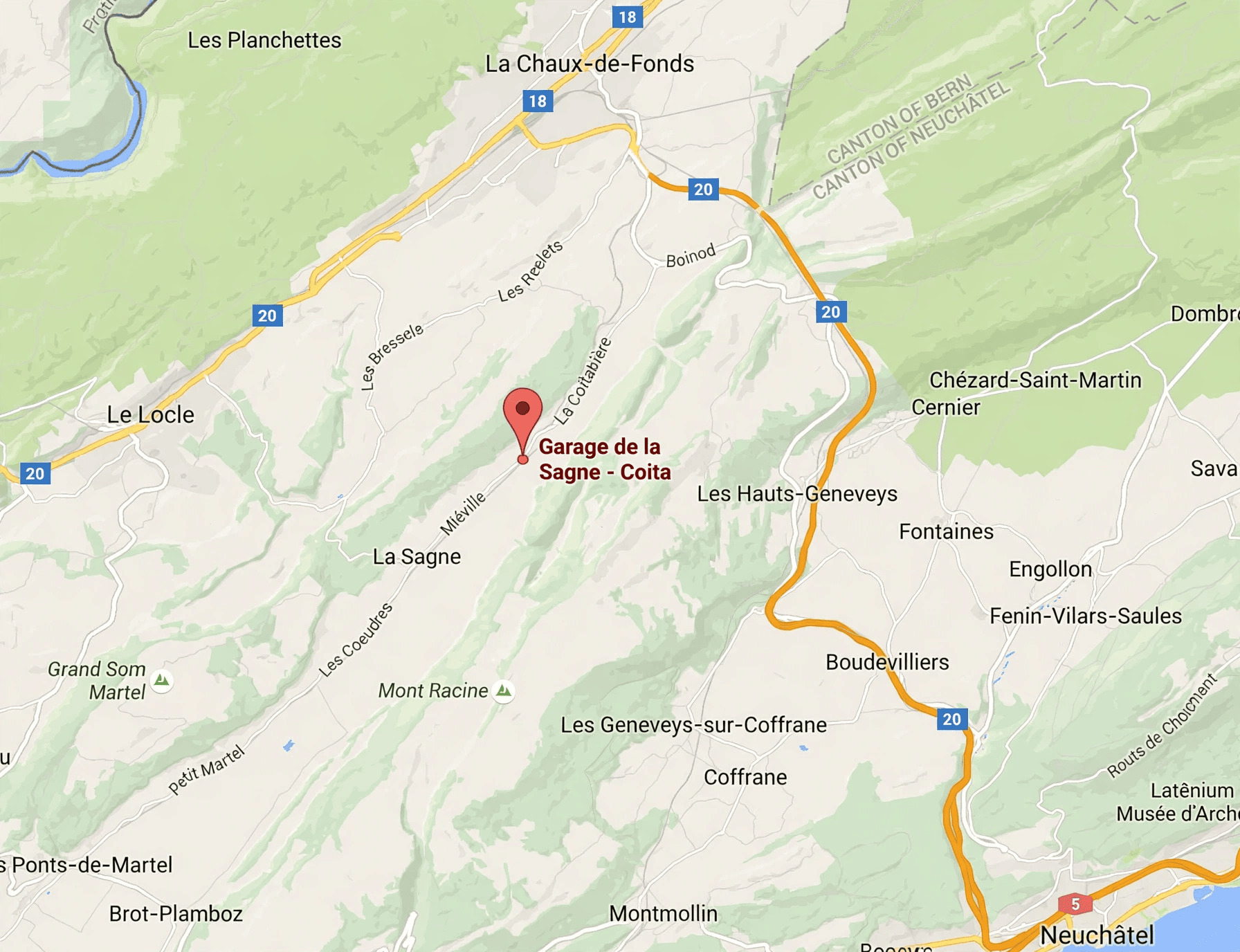 Plan d'accès au Garage de la Sagne Coita